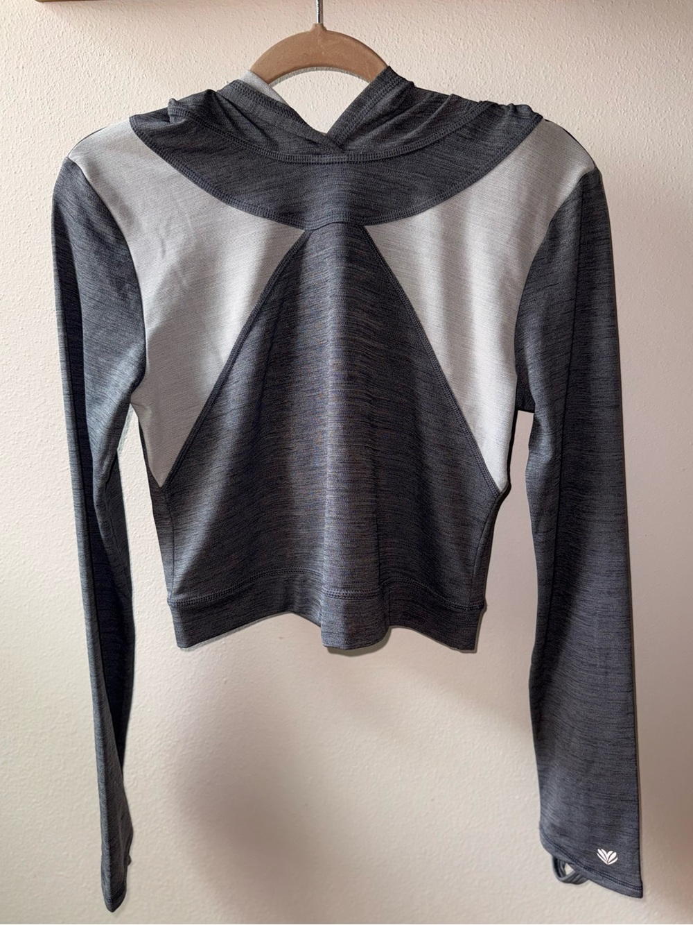 Forever 21 Gray and White Colorblock Hooded Crop Top